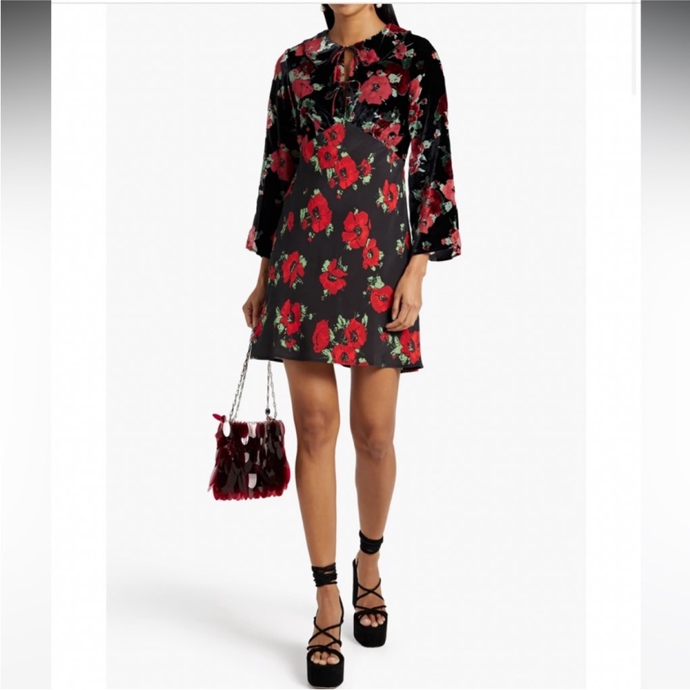 RIXO Malibu Floral-print Devoré-velvet And Crepe De Chine Mini Dress